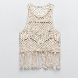 Zara Crochet Top Fringe